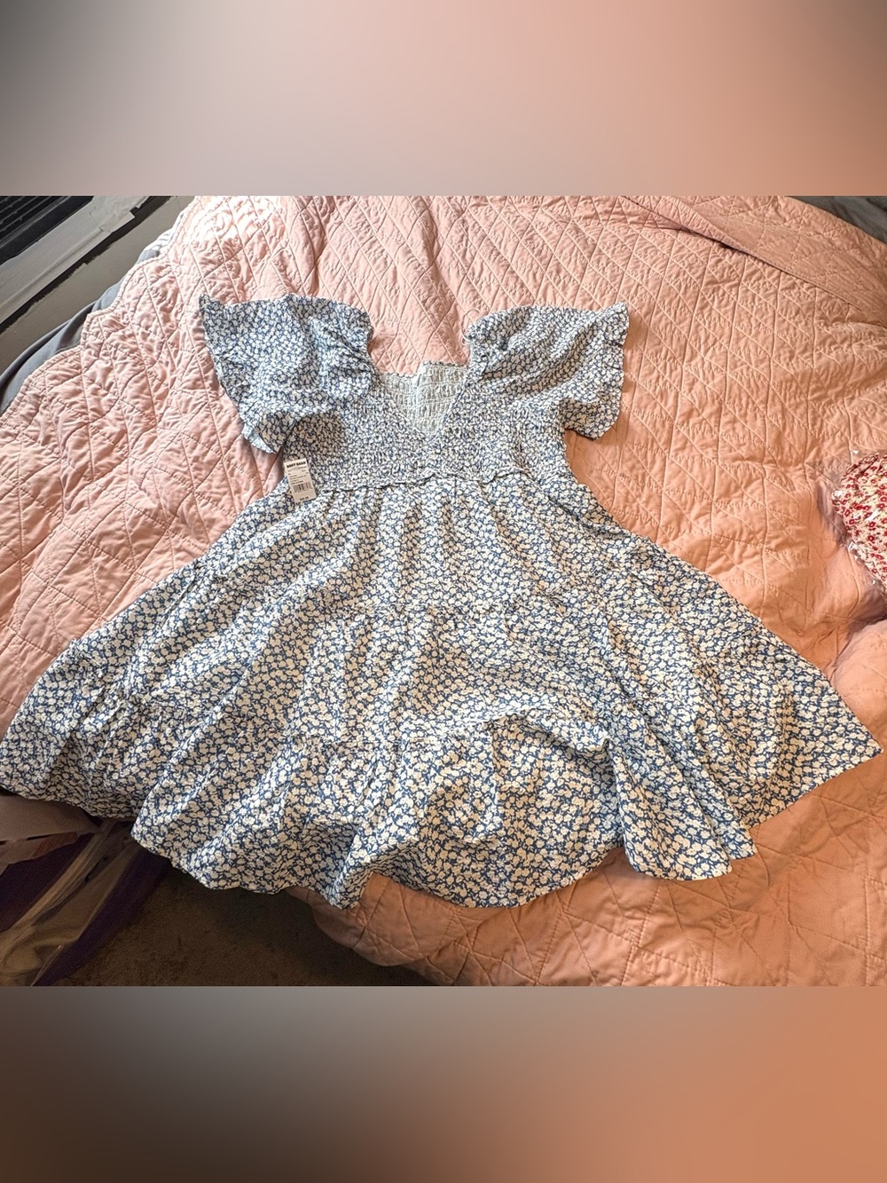 YURA WOMEN'S BOOT BARN FLORAL SMOCKED FRONT TIERED MINI DRESS XL NWT Retail$60